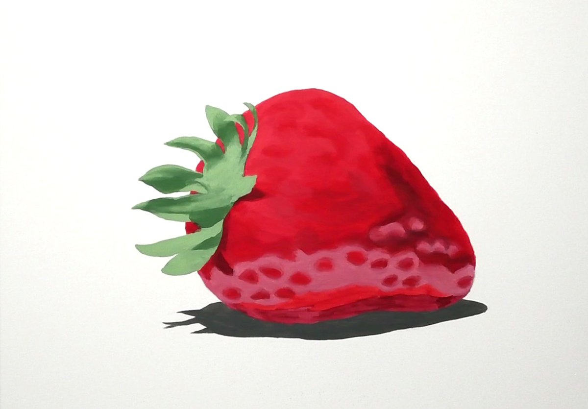 「2時間40分くらいで描いたイチゴの描き出しと完成。 粒々は場所によって省略しなが」|Naoya Ohtaniのイラスト