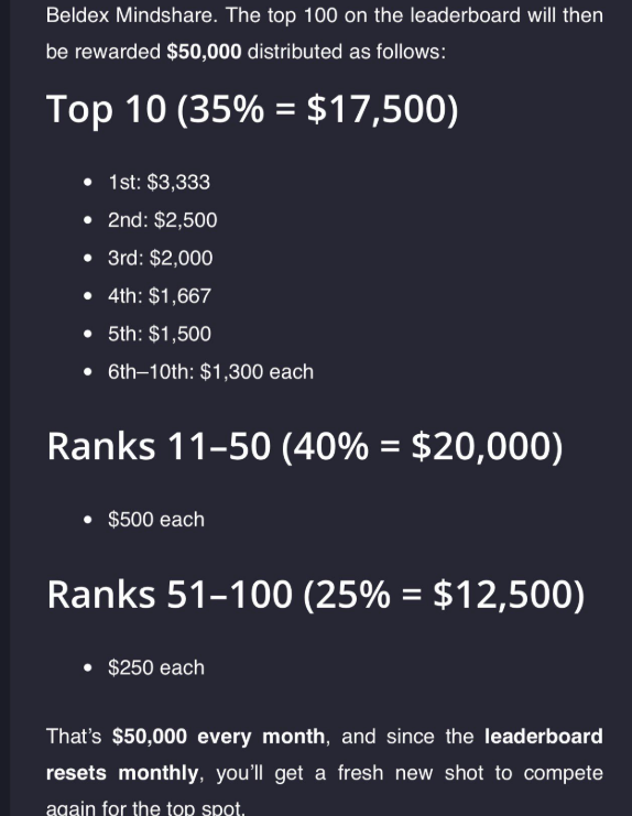 4kusemicolon's tweet photo. Small creator looking for a larger income? Here's your opportunity for regular $250/month! 🚀

$50,000 is on the line THIS MONTH (and it's a monthly affair in a $150K overall prize pool. Top 100 creators on the @BeldexCoin 

Anyone can join and win. Let that creativity fly!

#Beldex #Web3