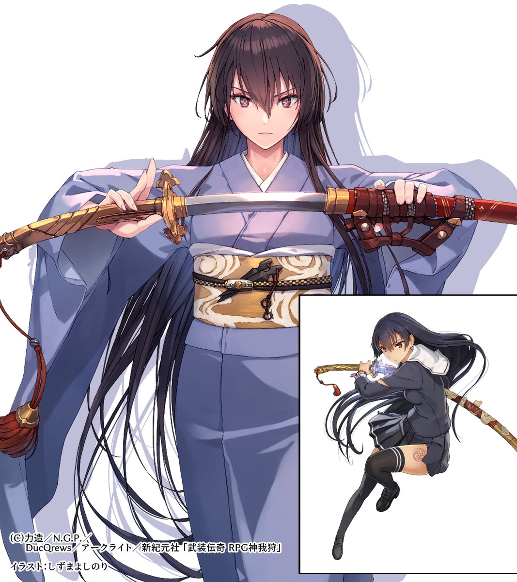 【宣伝・１】いつもお世話になっております。今日は『神化の誓約』のサンプルPCと「タレント・アイテム簡易一覧表」についてご紹介いたします。
今回のサンプルPCは、作中時間の2018年初冬に合わせ、基本ルールブックのサンプルPC①～④の3年後の姿、というコンセプトで作成いたしました。