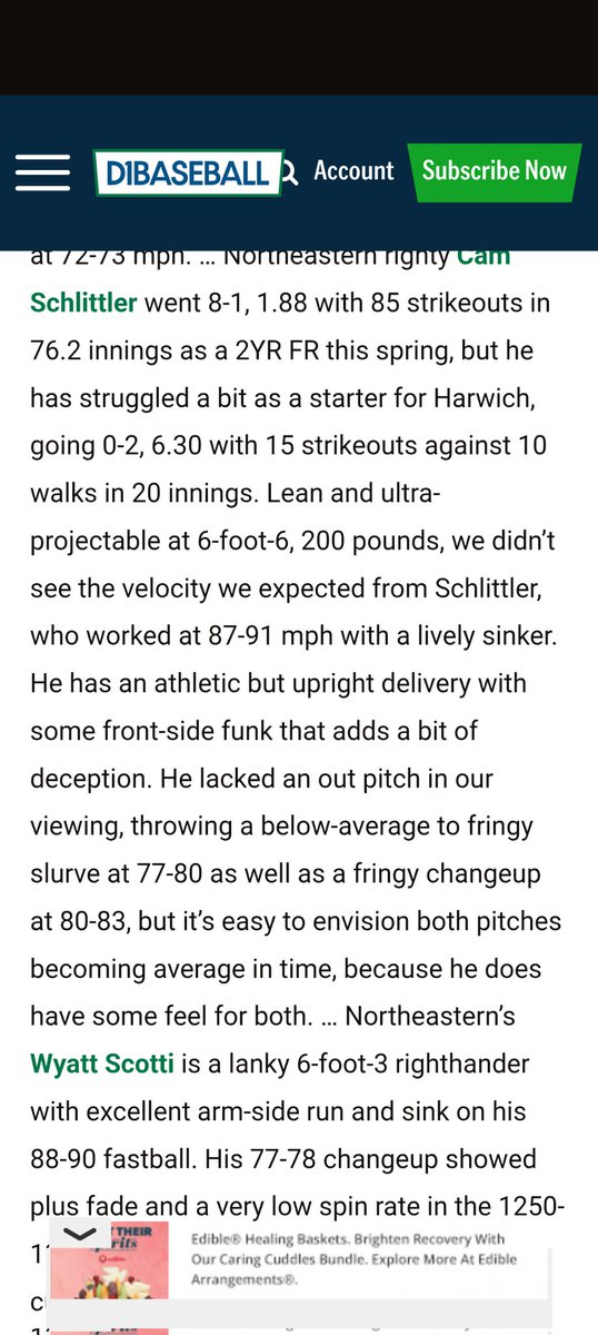 Here's my report on Cam Schlittler from the Cape League in 2021... 87-91 with below-average to fringy secondary stuff! The phrase "ultra-projectable" is doing a whole lot of heavy lifting here. Incredible what the #Yankees have been able to bring out of him.