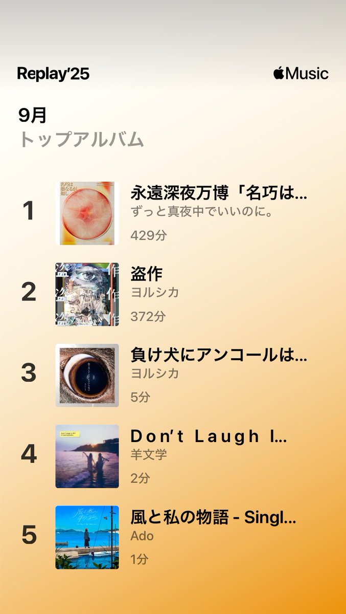 9月のReplay
たくさん聴きました☺️
