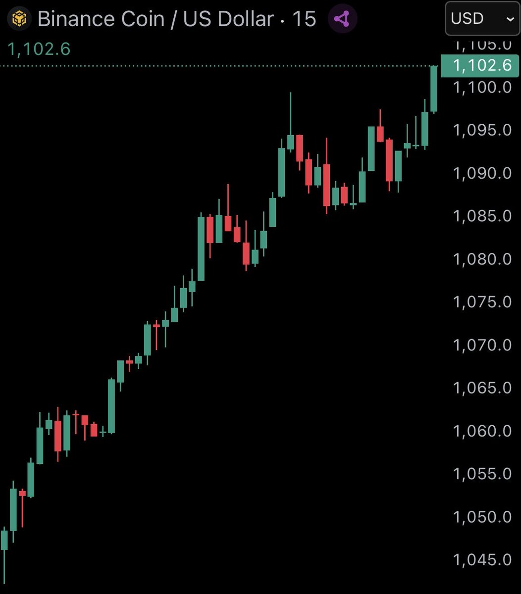 WatcherGuru's tweet image. JUST IN: $BNB reaches new ATH of $1,100