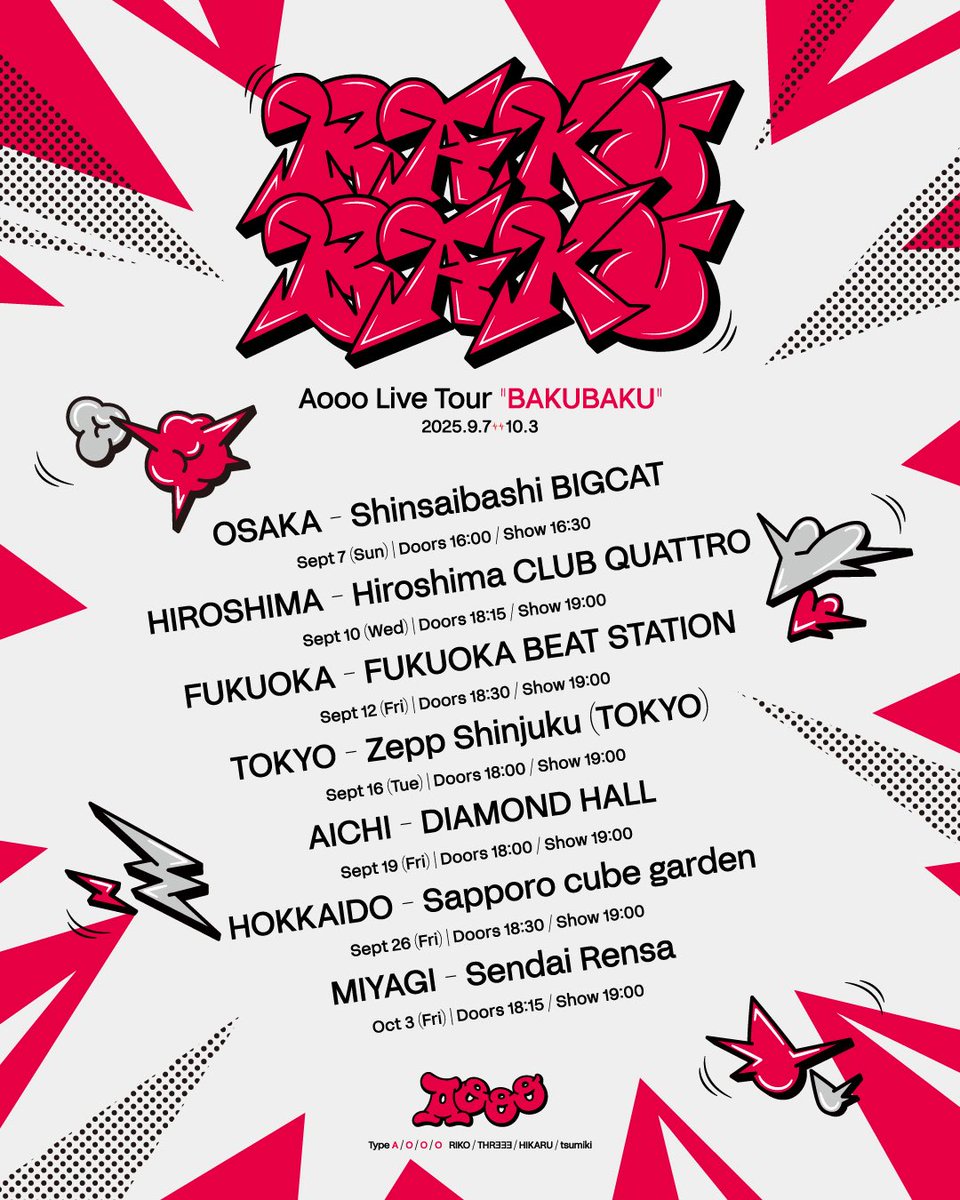 ◤ 𝗧𝗼𝗱𝗮𝘆'𝘀 𝗟𝗶𝘃𝗲◢ 本日 #AoooBAKUBAKUツアー ファイナル