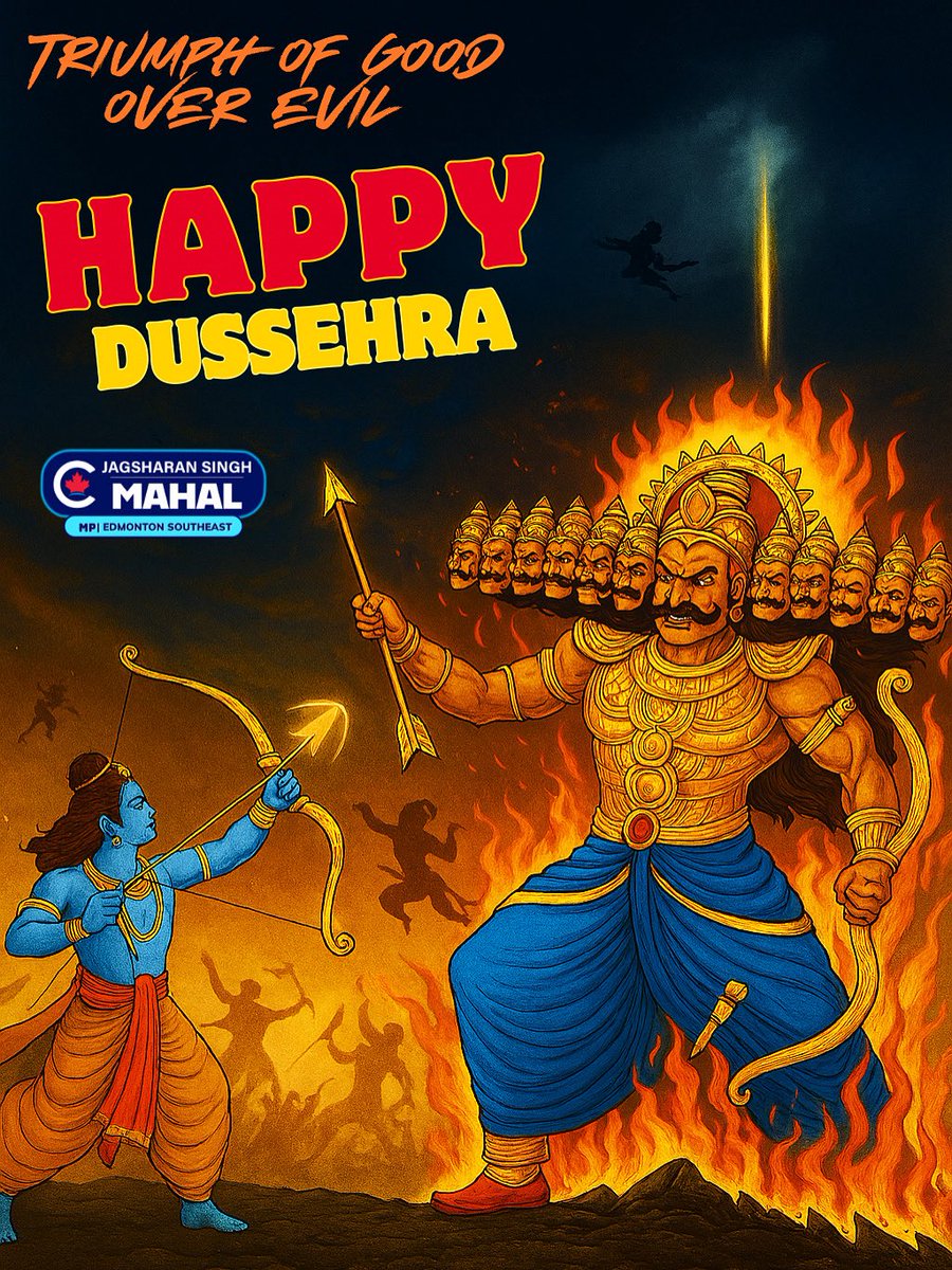 Wishing everyone in Edmonton Southeast who is celebrating a joyful and blessed Dussehra.

This festival marks the triumph of good over evil and reminds us of the enduring values of courage, truth, and righteousness. As we honour Lord Rama’s victory, may we also renew our
