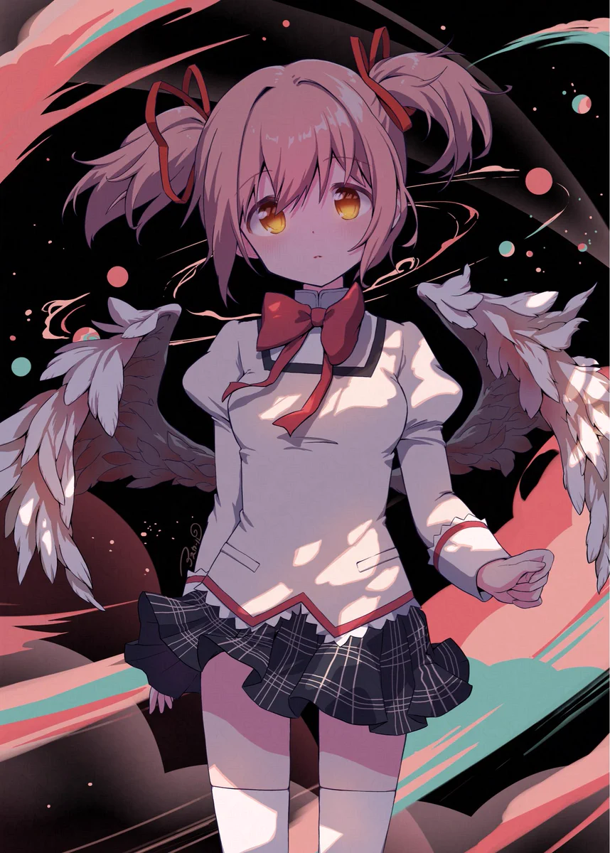 魔法少女まどか☆マギカ　鹿目まどか　イラスト　色紙　アナログ　水彩 魔法少女まどか☆マギカ 鹿目まどか イラスト 色紙 アナログ 水彩 同人