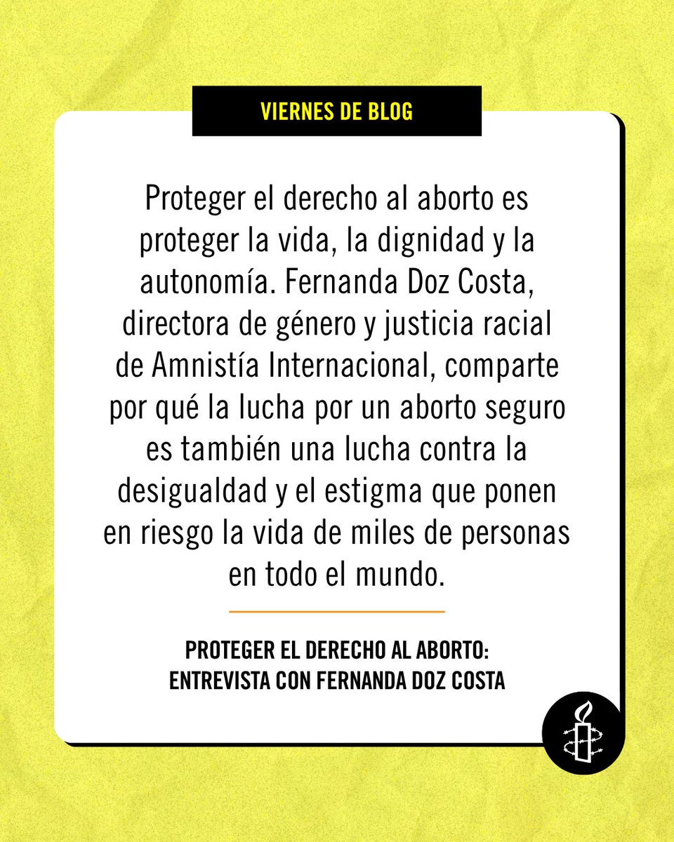 amnistiamexico's tweet photo. El aborto es un derecho humano y un asunto de justicia social. 💚
En entrevista, Fernanda Doz Costa, de Amnistía Internacional, nos recuerda que el estigma, las restricciones y la criminalización no salvan vidas, las ponen en riesgo.
👉 Lee más este #ViernesDeBlog y únete a la defensa de un aborto seguro y accesible para todas las personas: https://t.co/Bg6wMVaMQY
#AbortoLegal #AbortoSeguro #DerechosHumanos