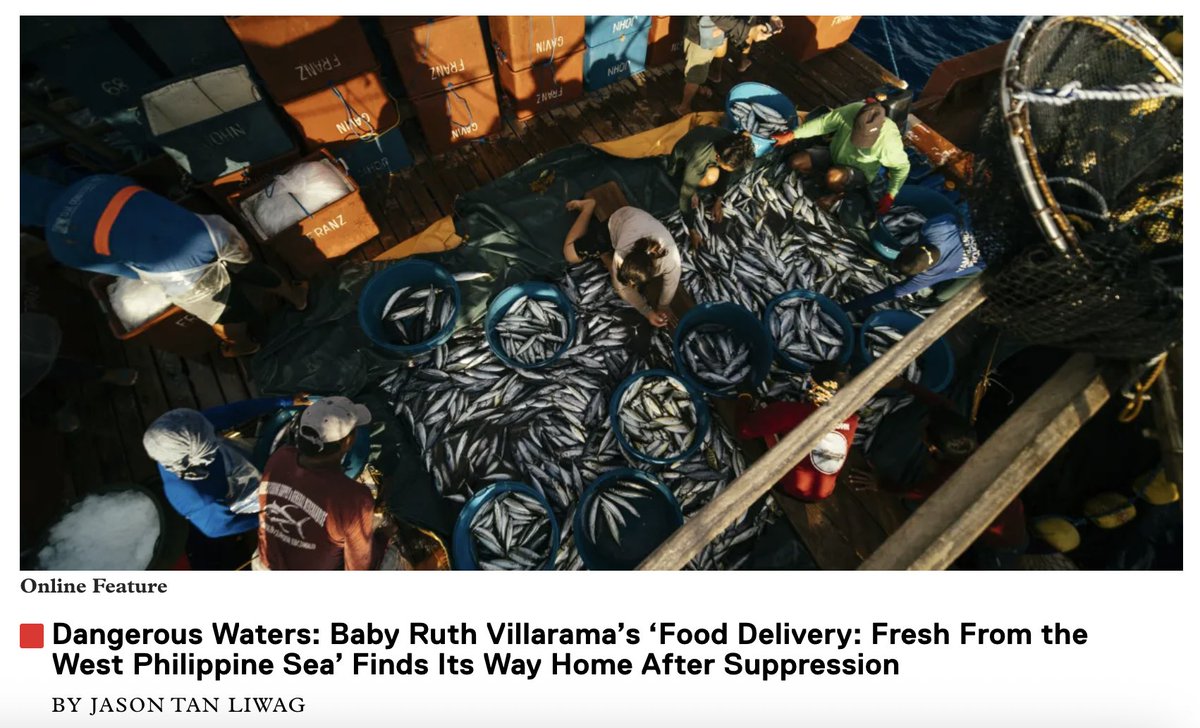 jaseybel's tweet photo. For @IDAorg's Documentary Magazine, I spoke to Filipino filmmaker Baby Ruth Villarama about how corporate censorship transformed her documentary about maritime sovereignty, FOOD DELIVERY: FRESH FROM THE WEST PHILIPPINE SEA, into a document of resistance.

https://t.co/HXfI2F41g8 https://t.co/bvogRfZB29