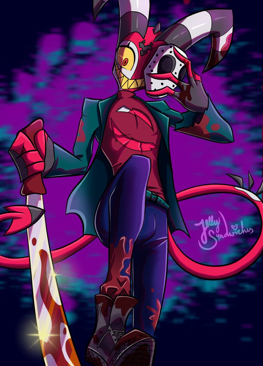 JellyS4ndwiches's tweet photo. He's coming to get you 🔪🩸

#HelluvaBoss #Blitzø https://t.co/iKrmzNTiaI