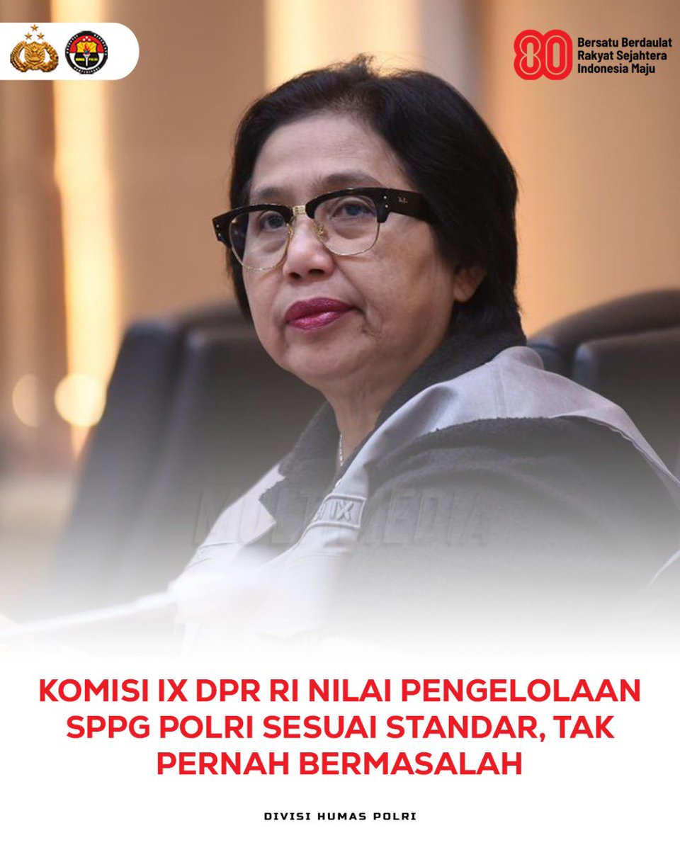 polres_mansel's tweet photo. Anggota Komisi IX DPR RI, Irma Chaniago, menegaskan tata kelola Satuan Pelayanan Pemenuhan Gizi (SPPG) Polri patut dijadikan contoh.Hal ini ia sampaikan dalam rapat kerja bersama Badan Gizi Nasional (BGN)dan Kementerian Kesehatan di Kompleks DPR RI, Senayan, Jakarta, Rabu (1/10). https://t.co/gAIpsetga2
