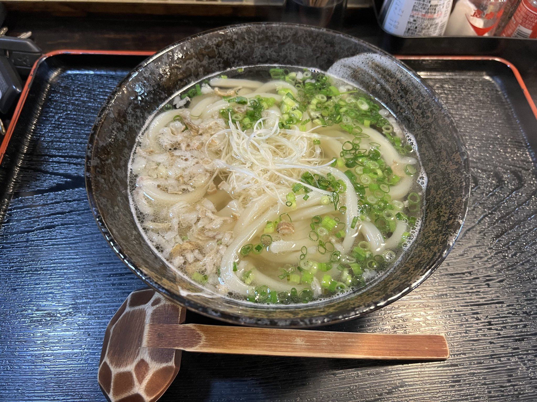 ume　手羽チップス　牛肺 Duck and Mushrooms Tempura dipping soba noodles (hot mizore
