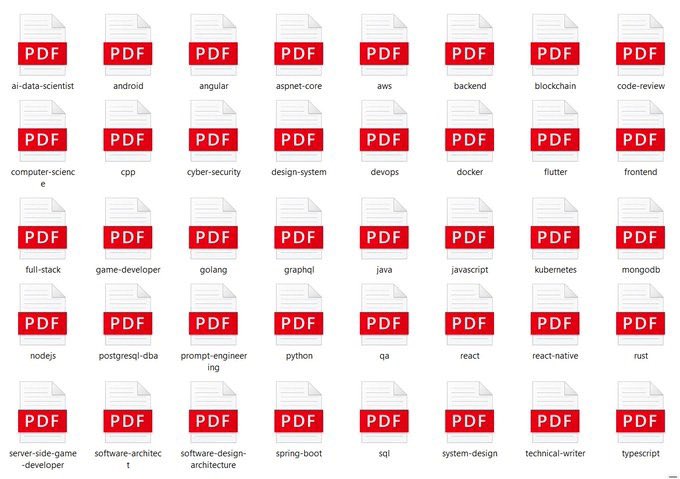 Developers' Comprehensive Roadmaps for FREE

Free Access: 24 Hours Only!

You will get:

📍Python
📍Java
📍React
📍Docker
📍JavaScript
📍Frontend
📍Backend
📍Full Stack
📍Cybersecurity
📍much more..

To get it:
1. Like &amp; Retweet
2. Comment “R”
3. Follow me must (so that I can DM)