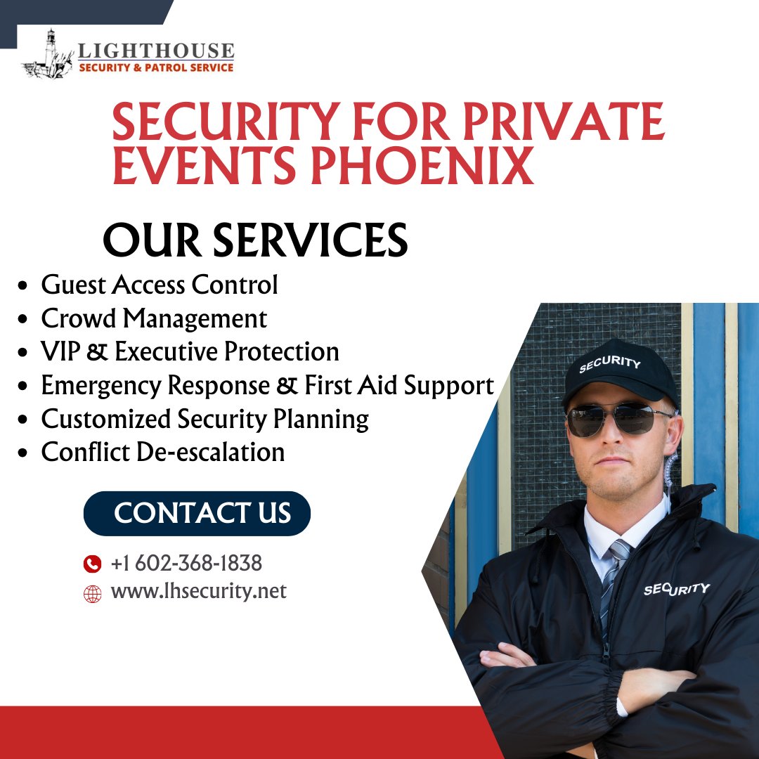 service_patrol's tweet photo. Security for Private Events Phoenix:
Ensure safety and peace of mind at your private gatherings with our professional Security for Private Events Phoenix. Trust LH Security Services for reliable protection. 
Visit Us : https://t.co/O4xDTDtac9
#EventSecurity #PhoenixEvents https://t.co/JAw7PV9ySe