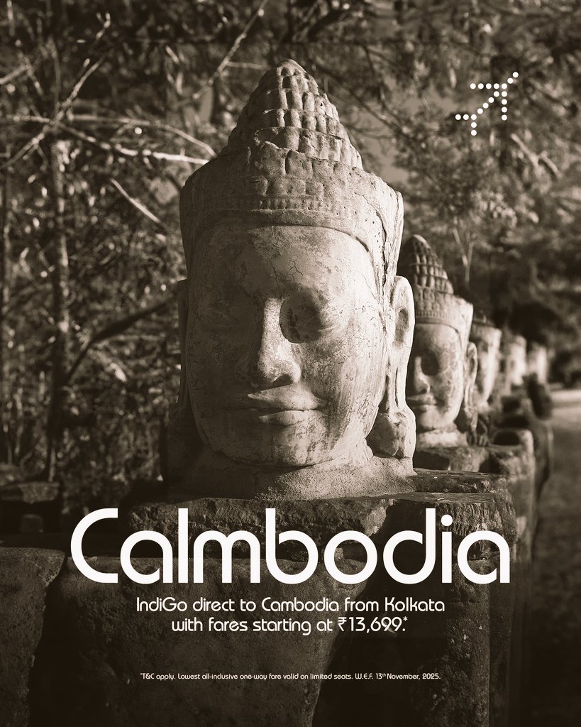 Aviation India (@aviationindia2) on Twitter photo Thank you 6E <a href="/IndiGo6E/">IndiGo</a> for facilitating direct connectivity to the temple city of #Cambodia
✈️
Siem Reap = Kolkata 3D/Wk
Starting 13 November'25 to boost tourism & business.
✈️
<a href="/IndiatourismK/">Indiatourism Kolkata</a>
<a href="/BombagorerRaja/">নক্ষত্র | Nakshatra ❁</a>
<a href="/aratrika_g08/">Dr Aratrika Ganguly</a>
<a href="/aaikolairport/">Kolkata Airport</a>
<a href="/PoulomiMSaha/">Poulomi Saha</a> <a href="/sandeeprrao1991/">FatBoySlim🇺🇸🇮🇳</a> Thank you 6E <a href="/IndiGo6E/">IndiGo</a> for facilitating direct connectivity to the temple city of #Cambodia
✈️
Siem Reap = Kolkata 3D/Wk
Starting 13 November'25 to boost tourism & business.
✈️
<a href="/IndiatourismK/">Indiatourism Kolkata</a>
<a href="/BombagorerRaja/">নক্ষত্র | Nakshatra ❁</a>
<a href="/aratrika_g08/">Dr Aratrika Ganguly</a>
<a href="/aaikolairport/">Kolkata Airport</a>
<a href="/PoulomiMSaha/">Poulomi Saha</a> <a href="/sandeeprrao1991/">FatBoySlim🇺🇸🇮🇳</a>