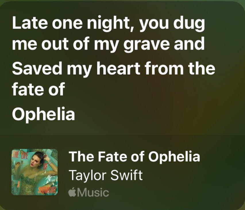 giselleb1234's tweet photo. Travis Kelce changed the prophecy and Taylor Swift was saved from the fate of Ophelia🥹🧡 #TaylorSwift #TSTheLifeOfAShowgirl https://t.co/yL5YXujlYK