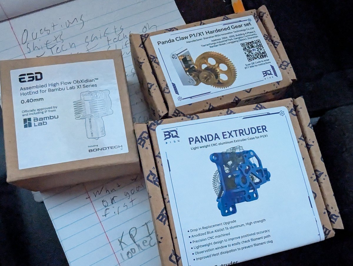 ProfSavageDad's tweet photo. @Iron0xcid3 @VagabundoDeV @darnellquiggly
So I got some gear to build a performance extrusion setup for my #BambuLabs #CarbonX1
#3DPrinting
@E3DOnline
#PandaExtruder
#PandaGear https://t.co/ftgo3ND5t7