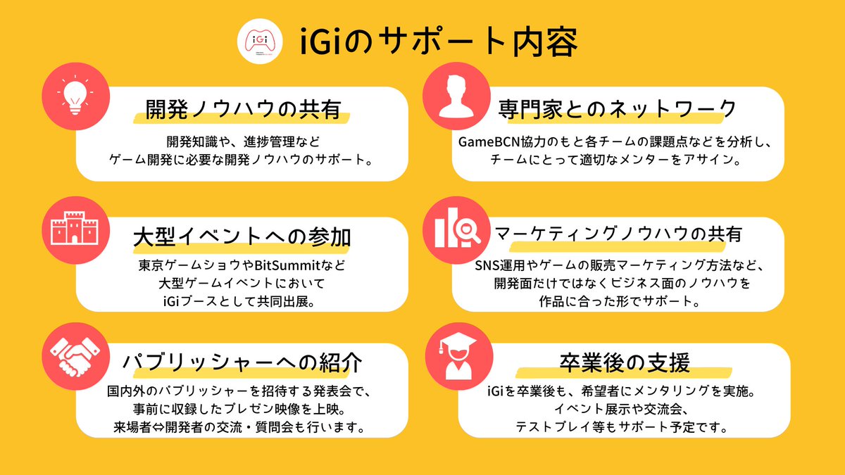 indiegamesjpdev's tweet image. インディーゲーム開発者へ技術サポートとスタジオ運営知見を提供する無償のプログラムiGi Indie Game incubatorが「第6期」参加チームの募集を開始。申し込みは12月15日まで。プログラム期間は3月~9月に変更となりました。
申し込み後もゲームのビルドと動画は締切り日までなら差し替えが可能です。
