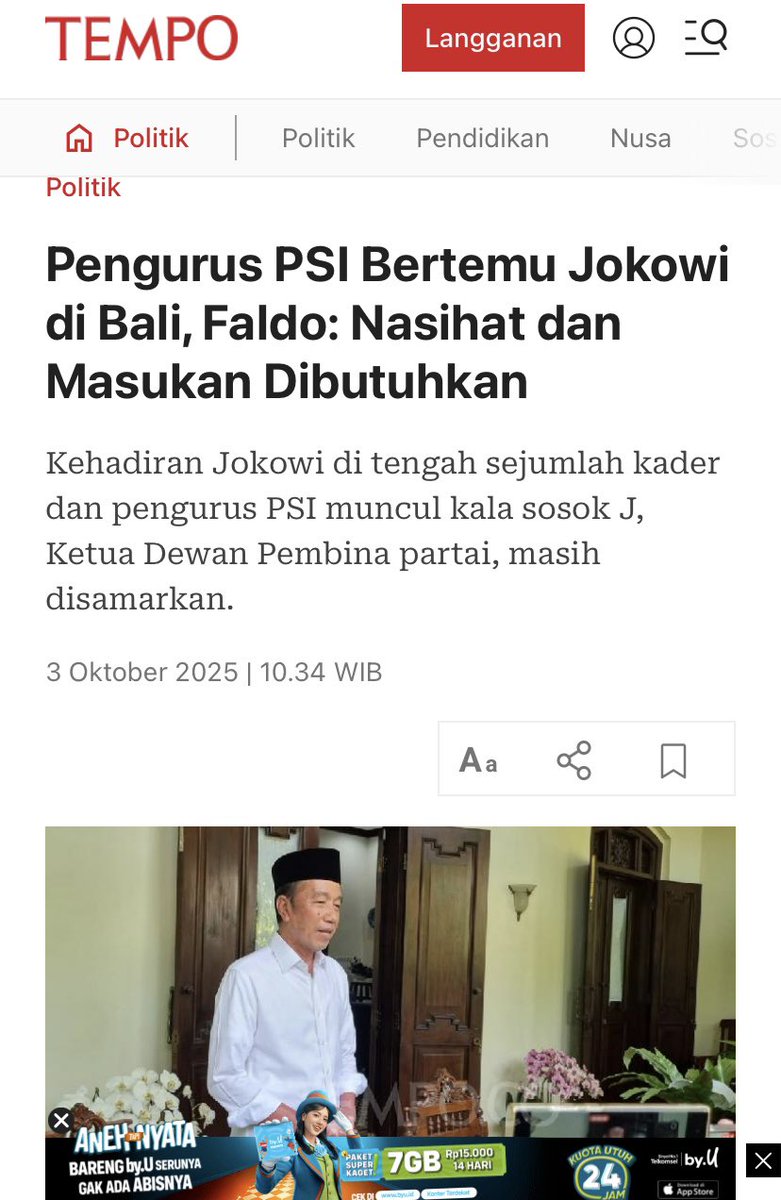 Diketahui memberi arahan ke para pengurus PSI di Bali, Bro Faldo Maldini menyatakan PSI butuh masukan dari Pak Jokowi

“Bagi PSI, nasihat dan masukan tentang politik sangat dibutuhkan. Baik di Jakarta, Solo, atau Bali, momen berdiskusi dengan Pak Jokowi selalu memberi energi