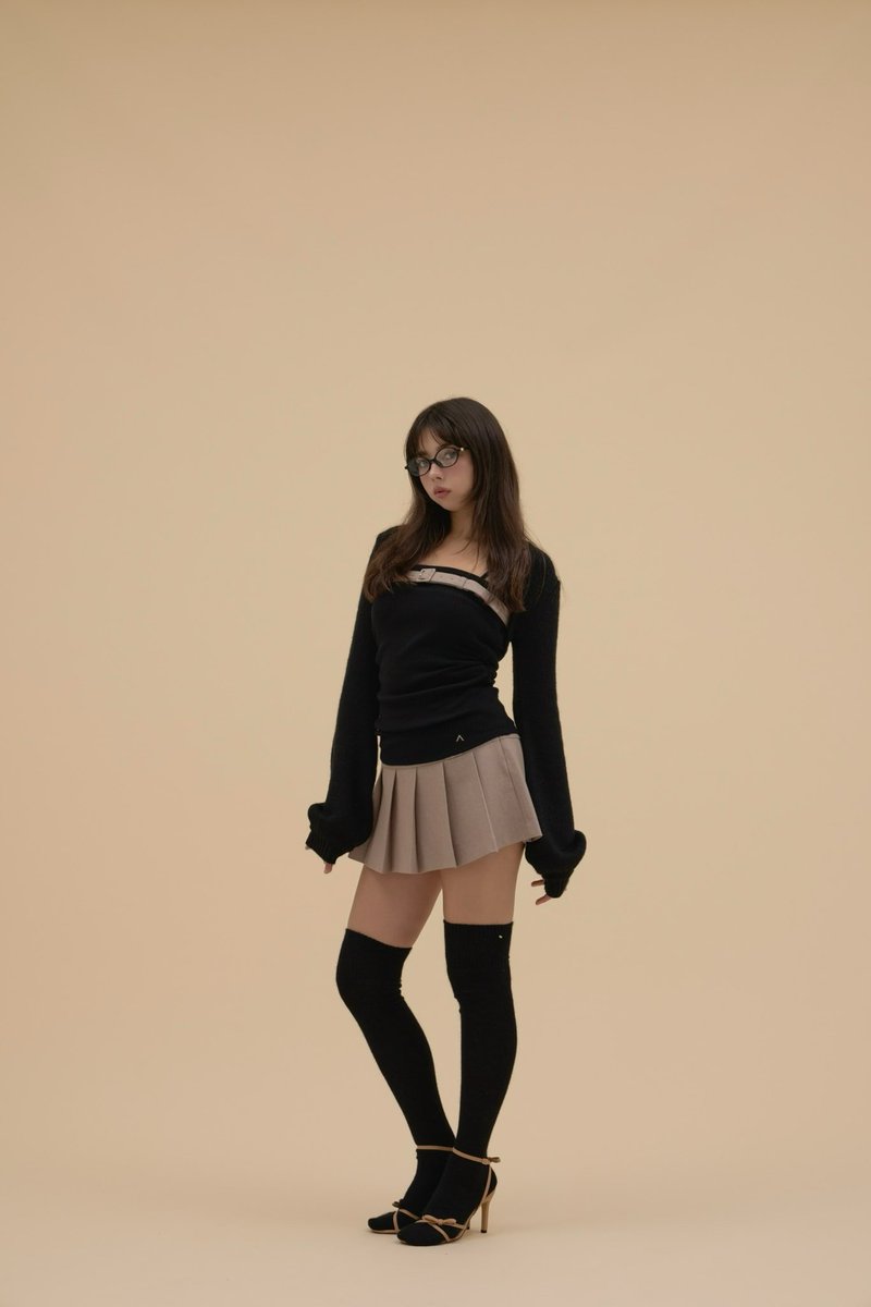 トップス andmary Heidi belt pleats set up ivory ANDMARY】Heidi belt pleats set up