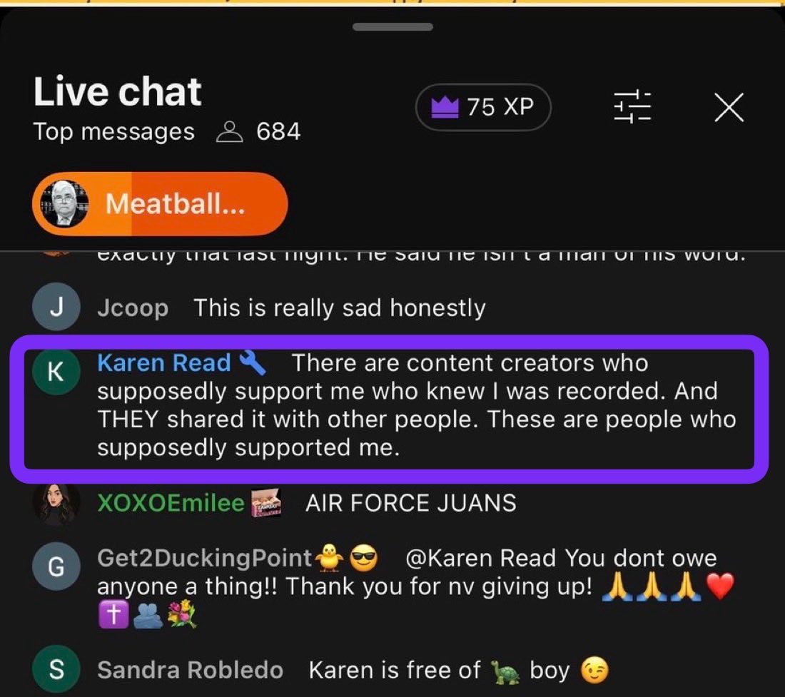 johnbaron1921's tweet photo. Okay cult members. Karen Read herself has now confirmed that she was illegally recorded by Turtleboy. 

What is the next conspiracy theory? 

Is this a fake Karen Read account?? 

Were these screenshots doctored with AI???

#TurtleboyTapes https://t.co/Xwmq2wHyOI