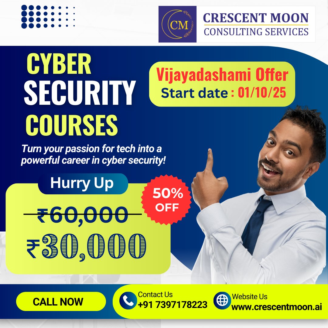 crescent352573's tweet image. 🚨 Become a Cyber Security Pro – 50% OFF! 🚨
The digital world is growing fast, and so are cyber threats. Are you ready to defend, protect, and earn in this booming industry? 🌐
#CyberSecurity  #ITTraining  #CyberSecurityCourse #LimitedOffer #BoostYourCareer #course #erode