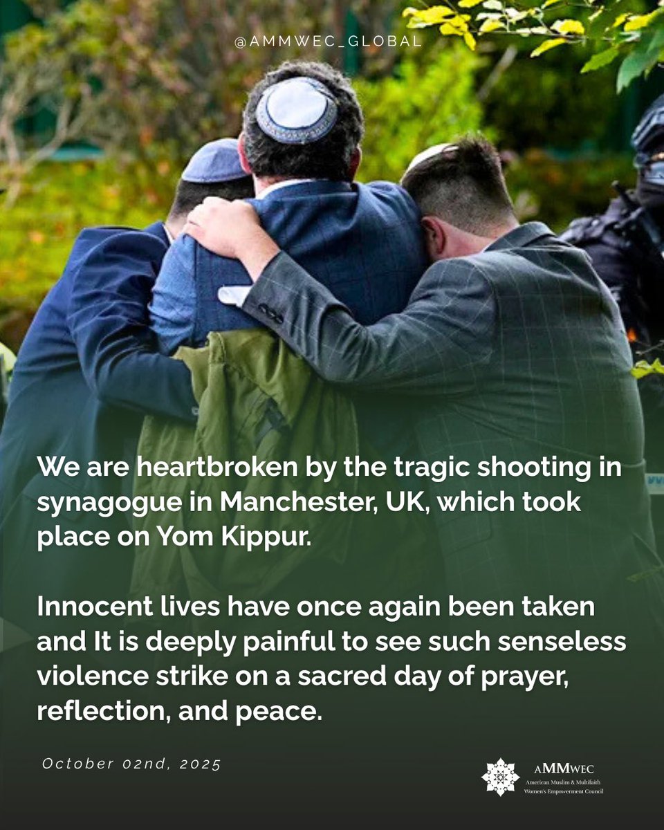 ammwecofficial's tweet image. At AMMWEC, we stand in solidarity with our Jewish brothers and sisters, sending our prayers to the victims, their families, and all those affected.
Hate and violence must end — our world needs compassion, unity, and respect for all faiths. @anilaali @ammweccoalition 

#stophate