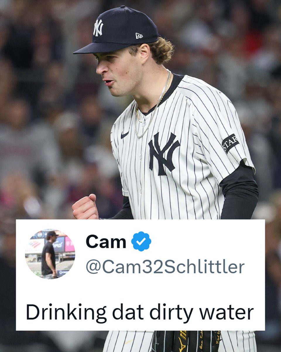 snyyankees's tweet image. Cam Schlittler after the Yankees&apos; win over the Red Sox 💀