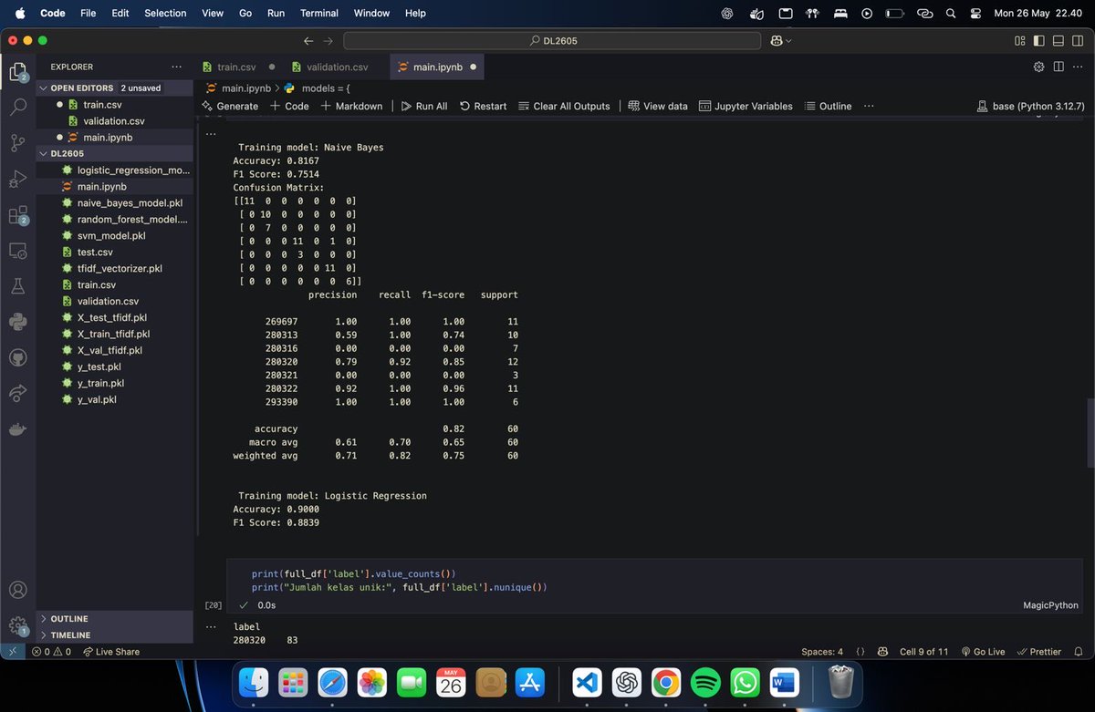 GO_JOKIII's tweet image. DONEE  Training model Machine Learning di PYTHON !!, Buat kalian yang mau tugas nya selesaii bisa cek WA di bio yaawww!!! #jokitugas  #jokicoding #zonaba #zonauang️