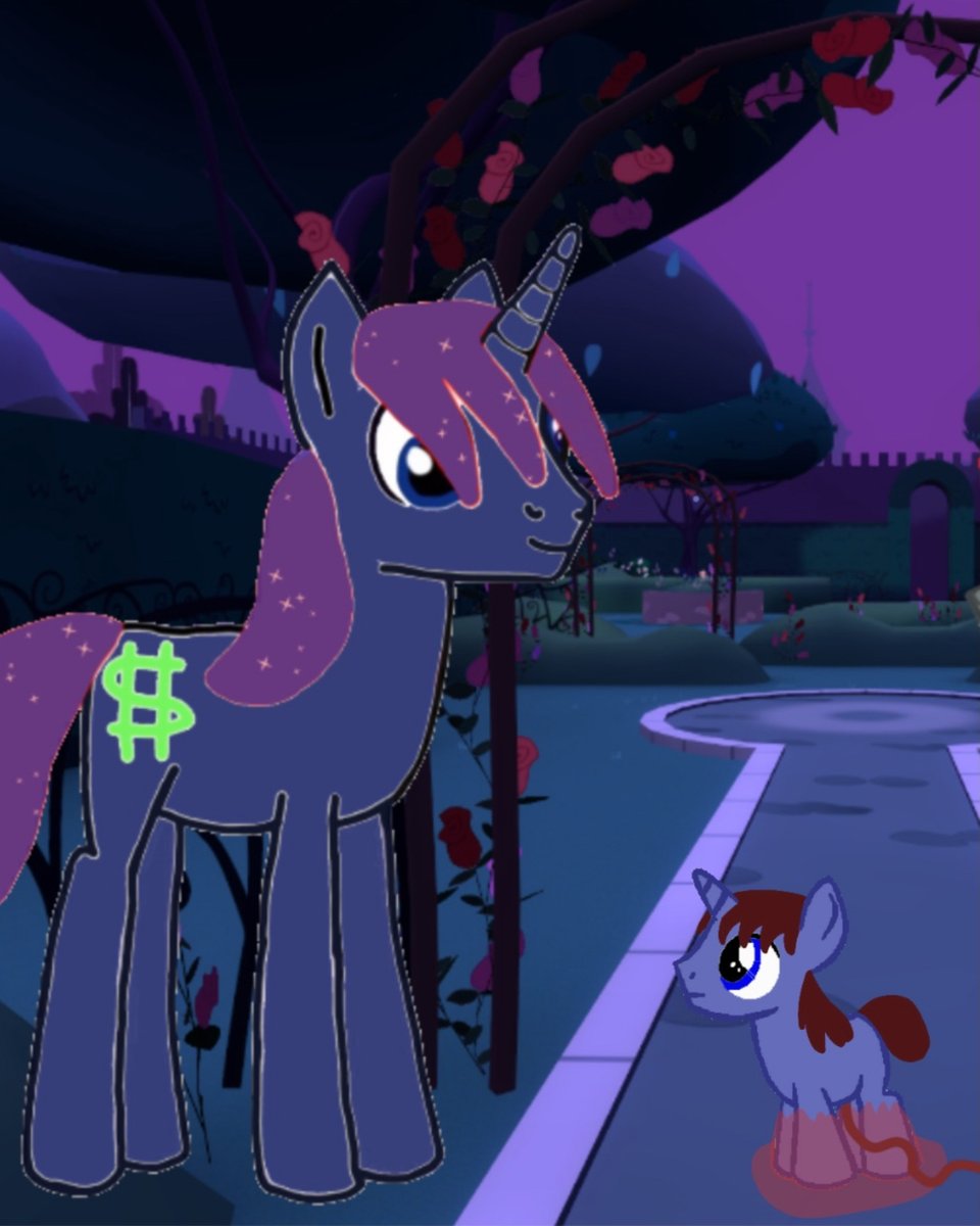 playmateofmlp's tweet photo. If L Money 👑🦄❤️💜💄🐙were Luna's child in alternate timeline.

From one of the old design's final appearances in the episode on TikTok kingofmlp  "Playing twister 🌪️ on the fabric of space 🪐 time 🕰️ again…" that was uploaded on January 2nd, 2025.

#LMoney #PrinceLittleMoney https://t.co/VlOz7Lcgn6