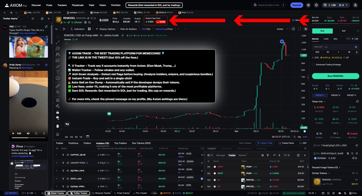 🔔 New token! Check the ANALYSIS! (Screenshot)

$REMODEL
7JtoqiCgCgCJ2FJD7JN94m1NJd81HVi23i8H8wo5V8rE

💎 I use Axiom Trade (The best trading tool) – 
axiom.trade/@autorunn
👉 For more info, check the pinned message on my profile. (My Axiom settings are there.)