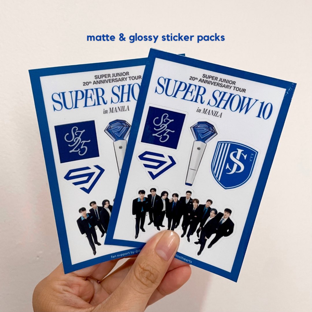llosthearts's tweet photo. posting again now that i have the actuals

freebies for #SS10inManila!! 💙✨
• holographic faux tickets
• sticker sheets
• official photocards (mostly from season’s greetings) + postcards

📍sj fiesta and con day!
📍like/rt to share

#슈퍼주니어 #SUPERJUNIOR 
#SUPERSHOW10 https://t.co/FGWoCzuwAx