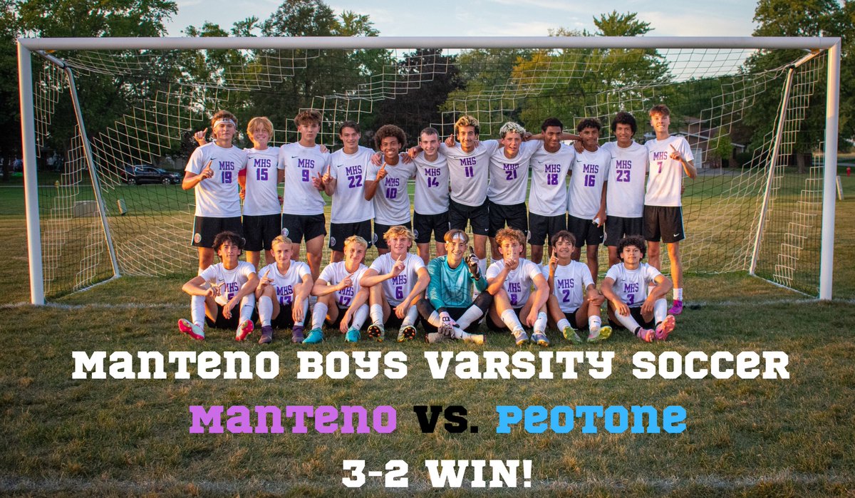 Boys picked up a huge win tonight vs a good Peotone team to stay unbeaten in ICE Conference play. <a href="/MHSscores/">Manteno Athletics</a> <a href="/MHS_AthBoosters/">Manteno Ath Boosters</a> 
Maddox T ⚽️⚽️🎯
Ben F 🎯🎯⚽️