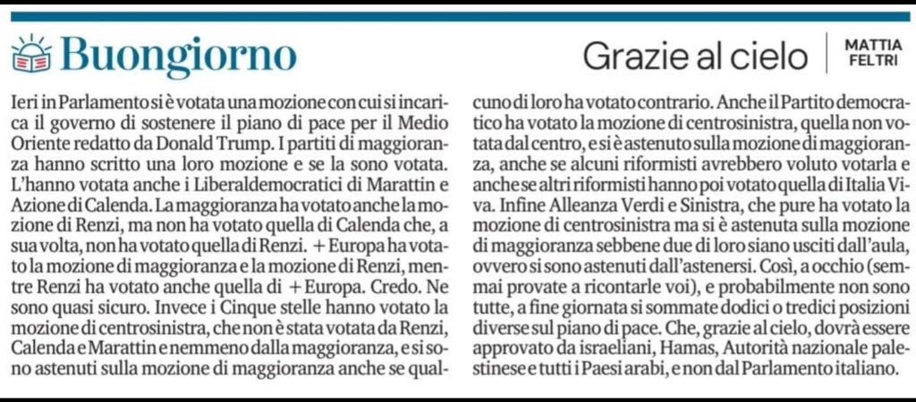 Perfetto Mattia Feltri.