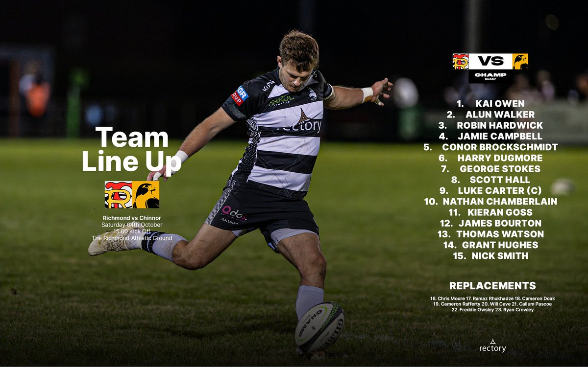 Your Chinnor 1st XV line up for the first time this <a href="/Champrugby/">Champ Rugby</a> season. Away to <a href="/RichmondFC1861/">Richmond Rugby</a> 

Can't make the game watch live on clubbertv.co.uk