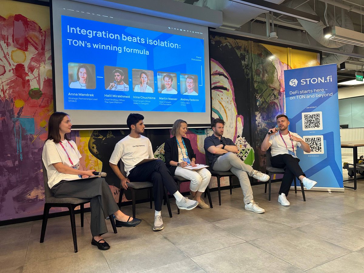 topdotco's tweet image. TONgether (powered by STON.fi) panel: “Integration beats isolation: TON’s winning formula”

Ecosystem leaders revealed how TON’s collaborative model is redefining standards, user experience, and liquidity.

Speakers:

— Halil Mirakhmed (@mirakhmed) — Chief…