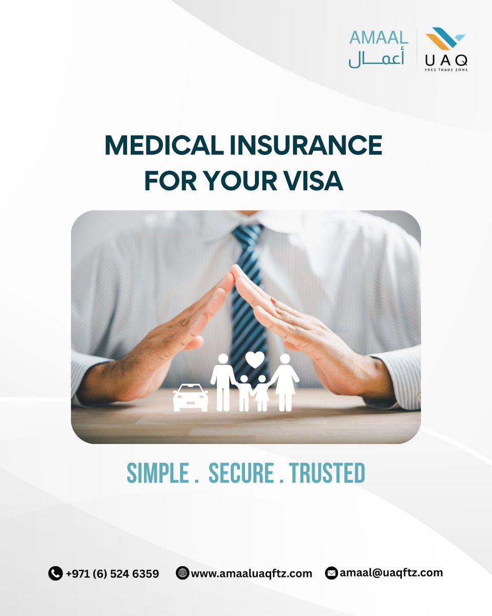 amaaluaqftz's tweet image. Get affordable and approved medical insurance for your visa needs - available at Amaal.

احصل على تأمين طبي معتمد وبأسعار مناسبة من أمال لتلبية احتياجات التأشيرة.

#MedicalInsuranceUAE #VisaInsurance #HealthCoverageUAQ #AmaalInsurance #التأمين_الطبي #خدمات_تأمين #ام_القيوين