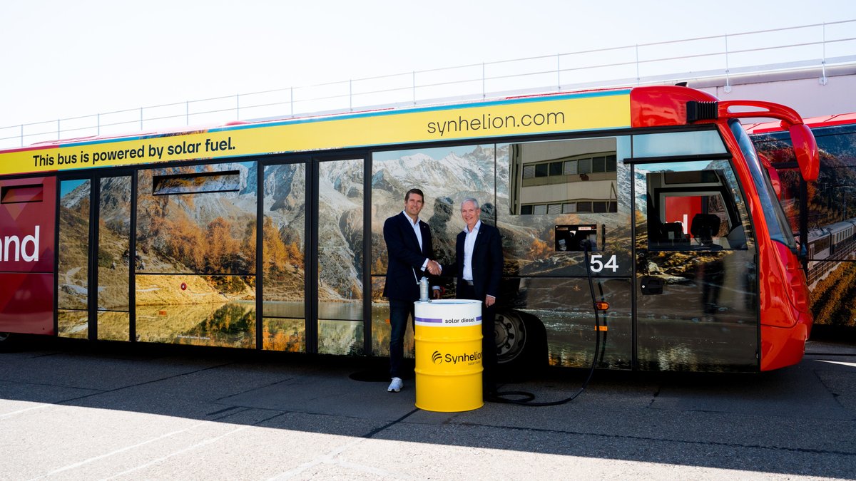 AirportSupplier's tweet photo. First-ever passenger bus at Zurich Airport fueled with Synhelion’s solar diesel https://t.co/ree3oWZA2f @zrh_airport @Synhelion #ZurichAirport #Synhelion #SolarDiesel #AirportBus https://t.co/geObv6rVlY