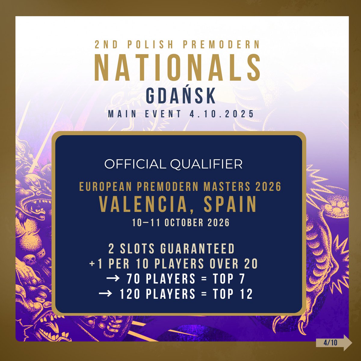 🔥Big news!🔥

The Polish Nationals will also serve as a Qualifier for the very first European Premodern Masters in Valencia, Spain (2026).

This brand-new invitational championship will gather the best Premodern players from across Europe.