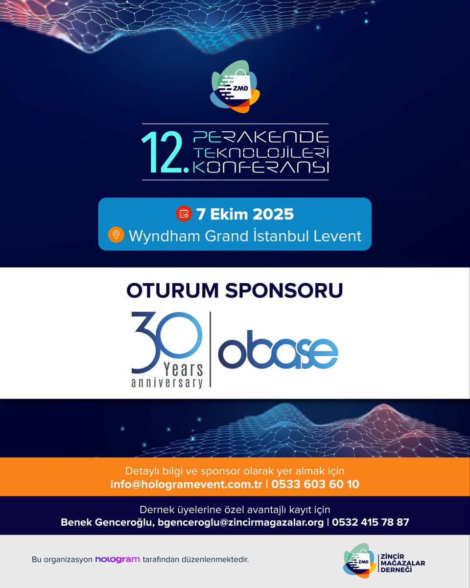 zmd_org's tweet image. 🔊 OBASE, 12. Perakende Teknolojileri Konferansı Oturum Sponsoru Oldu.

#zincirmağazalarderneği #zmd #perakendeteknolojileri #PTK25