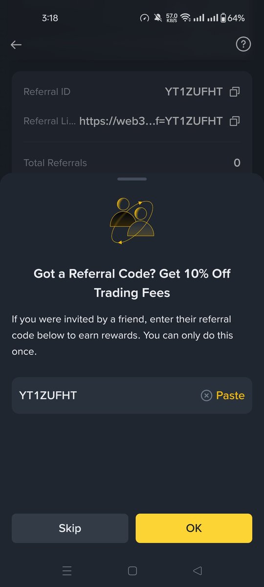 alpha_dr0ps's tweet photo. 30$GIVEWAY

IF YOU USE MY BINANCE WEB 3 REFFER CODE: YT1ZUFHT

Go to web 3.
Go to refferal.
Give my reffer code: YT1ZUFHT
If you my refferal code, You will get 6$
Maximum user: 5.
Reward: Confirm✅
Additional: Drop your reffer code too. I will use one of you.
#BinanceAlpha https://t.co/KSGONXbHiO