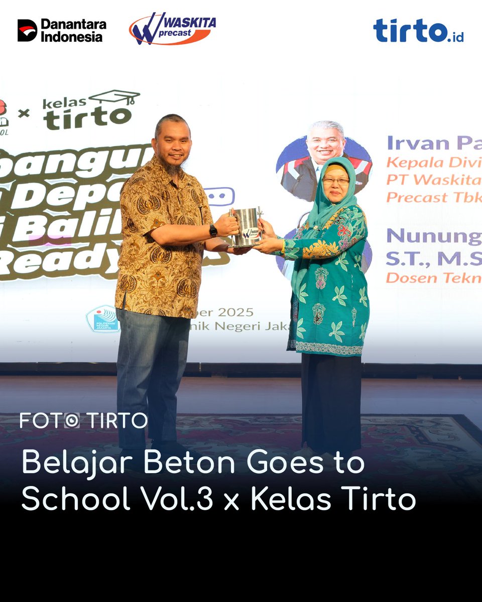 TirtoID's tweet photo. Pada Kamis (2/10/2025), PT Waskita Beton Precast Tbk (WSBP) menyelenggarakan kegiatan Belajar Beton Goes to School Vol.3 x Kelas Tirto di Aula Rektorat PNJ.
#BelajarBeton #WSBP #Sustainability https://t.co/cQdbJzha6P