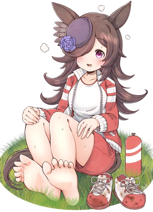 素足で草を踏むと気持ちいいねライス #ウマ娘 #ライスシャワー