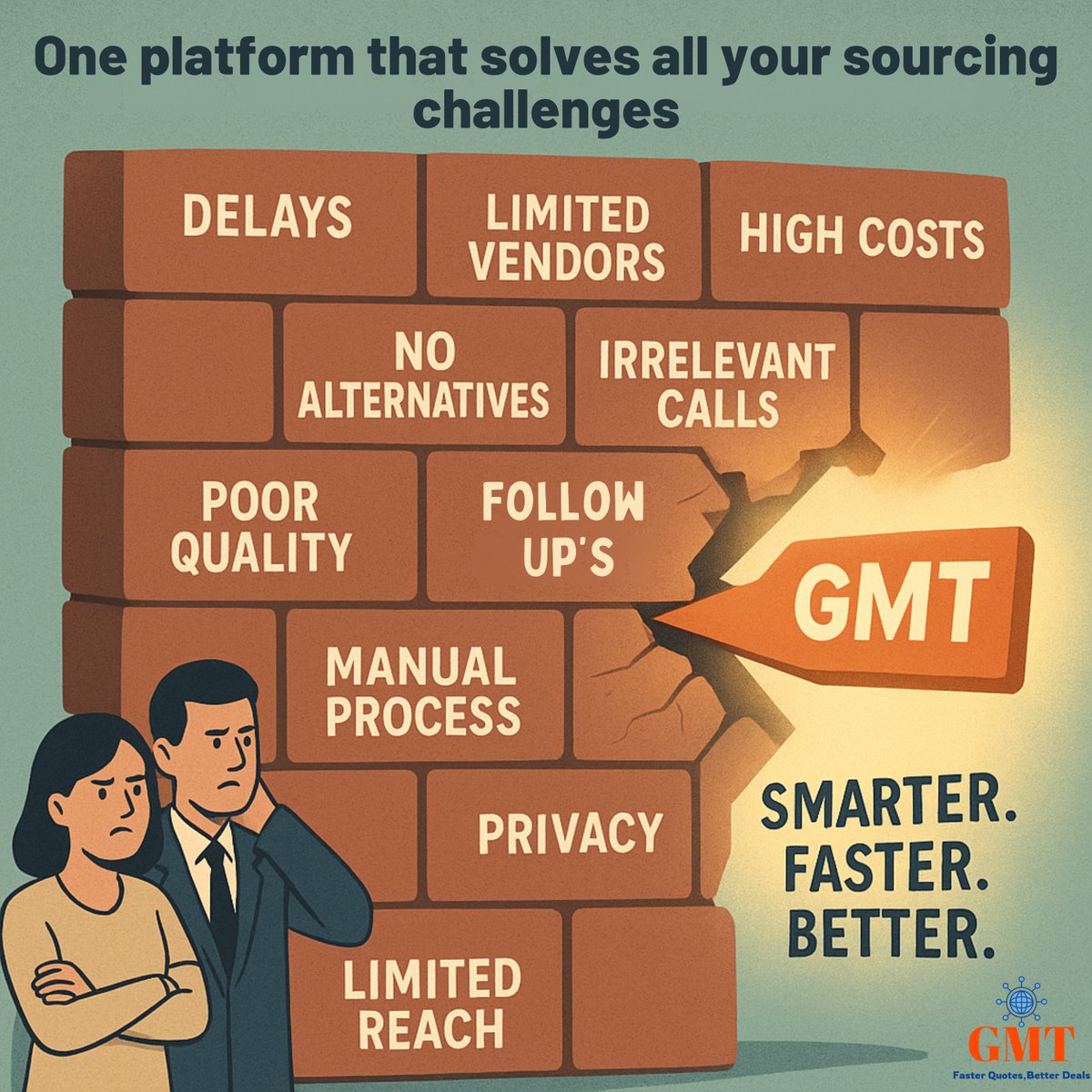 procucev's tweet image. One platform that solves all your sourcing challenges.
From delays to limited vendors, high costs to irrelevant calls, GMT breaks through every barrier to make sourcing Smarter. Faster. Better.🚀
Check now - procucev.com
#Sourcing #GMT #Procurement #Business #Growth