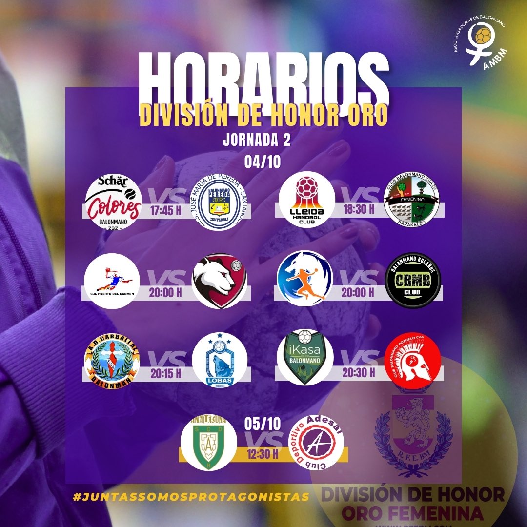 📅 HORARIOS 💛💚

💪🏽 Aquí están los horarios del fin de semana!!

¡A disfrutar del mejor balonmano! 

💜 #JuntasSomosProtagonistas