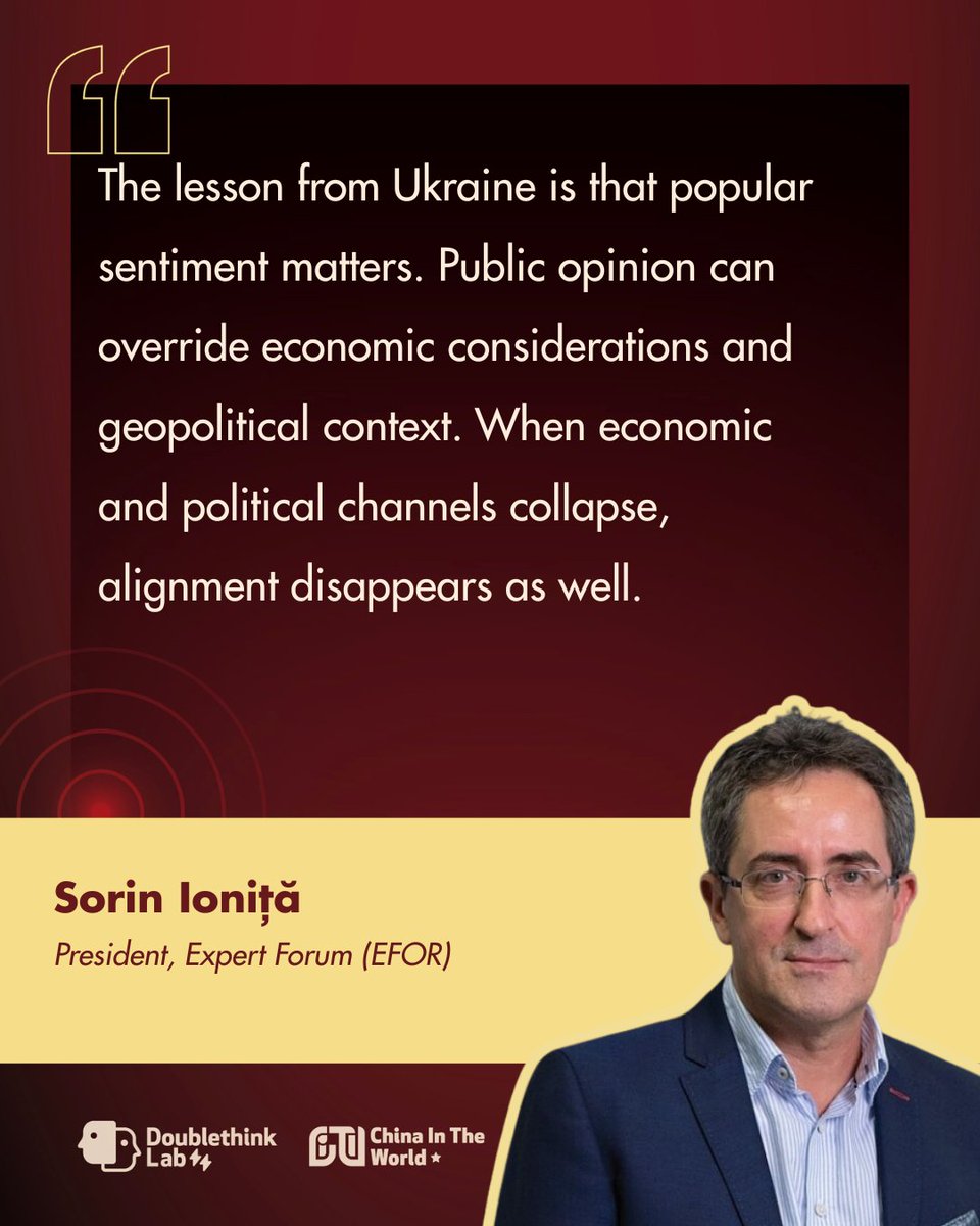 doublethinklab's tweet image. Ukraine saw the steepest decline in PRC influence in the latest #ChinaIndex. Our partner Sorin Ioniță (@ExpertForum_RO) shares what others can learn from Ukraine’s experience.

👉 Watch the full discussion dtl.tw/ci-forum
