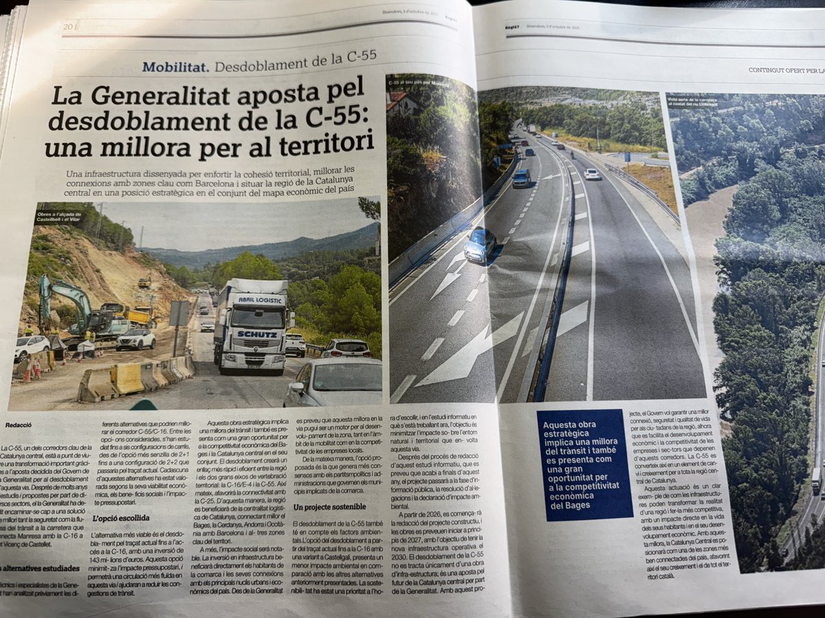 Especial de propaganda corporativa GENCAT sobre la C-55, avui al Regió7. 

S’expliquen detalls de l’estudi informatiu en redacció, així com de les bondats del projecte.

(La inducció de trànsit els ho farà desdoblar fins a la C-58, tiempo al tiempo)