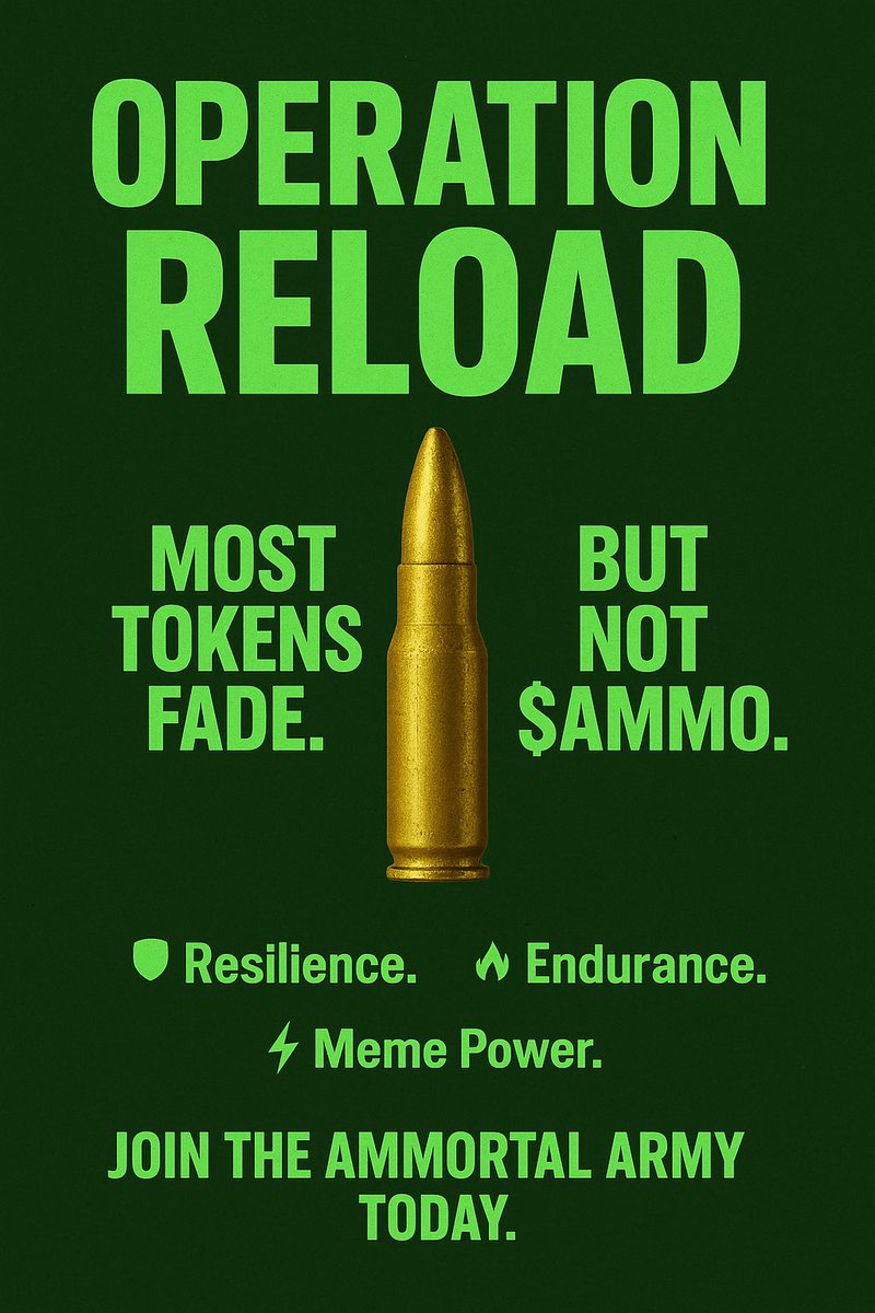 Fellow Ammørtals. 🫡

As the early warriors already know, we gonna kick off "Operation Reload" - Phase 3 ⚡️later today. 🚀

Get yourself in shape for this weekly - 24h campaign 🦾