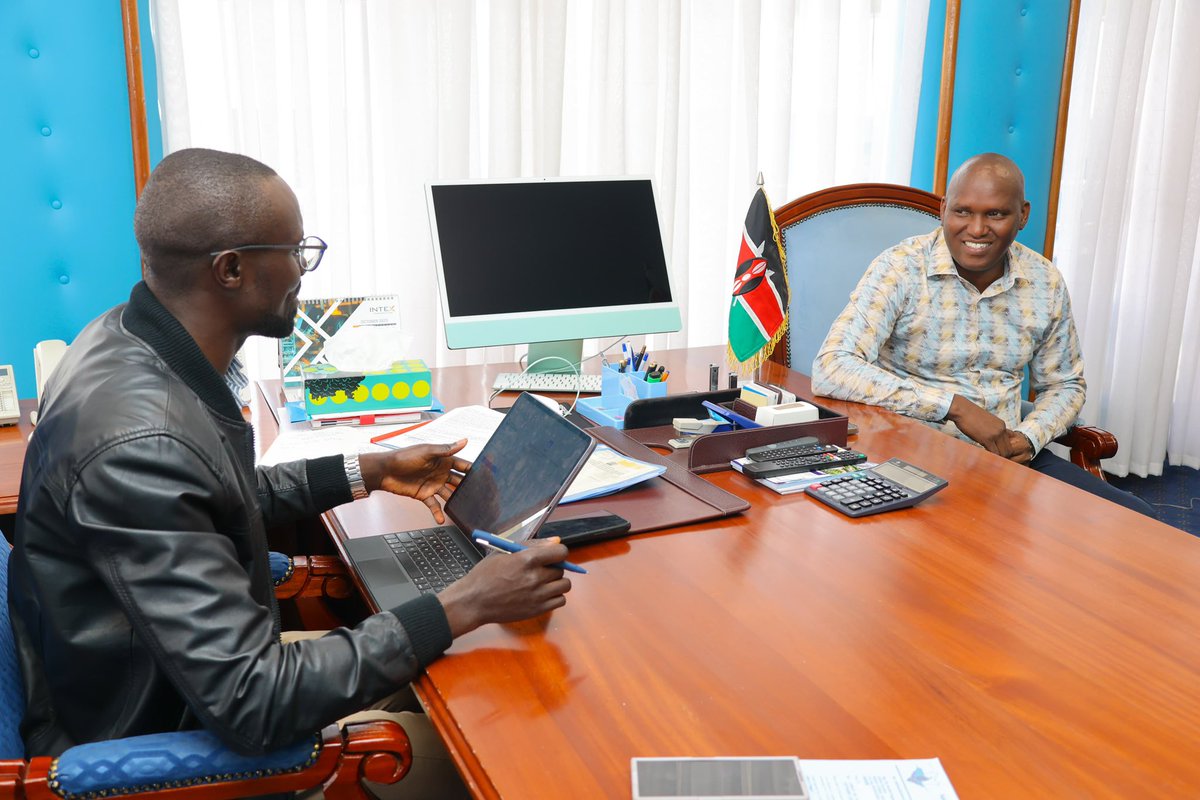 mugaa_eric's tweet photo. Today, Kenya Water Institute (KEWI) CEO Dr. Leiro Letangule paid a courtesy call to my office at Maji house, Nairobi. 

During the courtesy call, he briefed me on the progress that KEWI has made in advancing water sector capacity, infrastructure, and international collaboration and the upcoming graduation of KEWI which is scheduled to take place on Friday 28th November 2025.  

Some of the notable milestones the CEO briefed me include International Collaborations & Training: Tiangong Vocational Training Hub launched in partnership with JAEVI, marking a global skills development, Joint irrigation training with CultivAid initiated at Chiakariga Campus, with plans to establish a model farm B, KEWI hosted professionals from 13 African countries for Non-Revenue Water (NRW) management training, with Malawi joining in 2025, Unveiling an advanced water pressure management system in collaboration with Wilo Group B and Supported the government’s call for a modern shift in water loss management, partnering with GoSoft to promote new practices 

We also discussed Strategic Partnerships & Funding where KEWI Secured implementation funds for the AfDB-funded National Urban Water Supply and Sanitation Program, enhancing KEWI’s role in national water infrastructure and Strengthened ties with international partners including NUFFIC, JICA, DANIDA, and the Gansu Institute of Water Conservancy.

These achievements reflect KEWI’s growing influence as a regional leader in water sector training, innovation, and policy support.