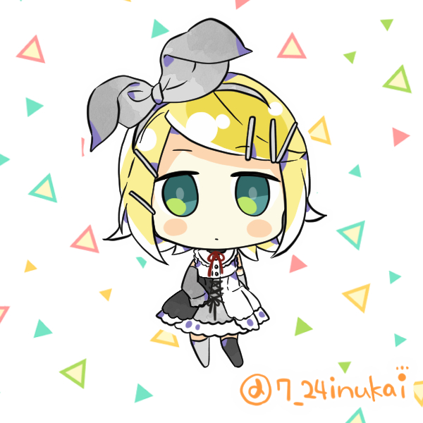 鏡音リン 「【#犬飼さんの毎日ミニキャラ】 BOOTHで頒布中の「プロセカほぼオールキャラ缶」|犬飼＠4/1ありがとうございました！🌟NEOKET4【B50】のイラスト