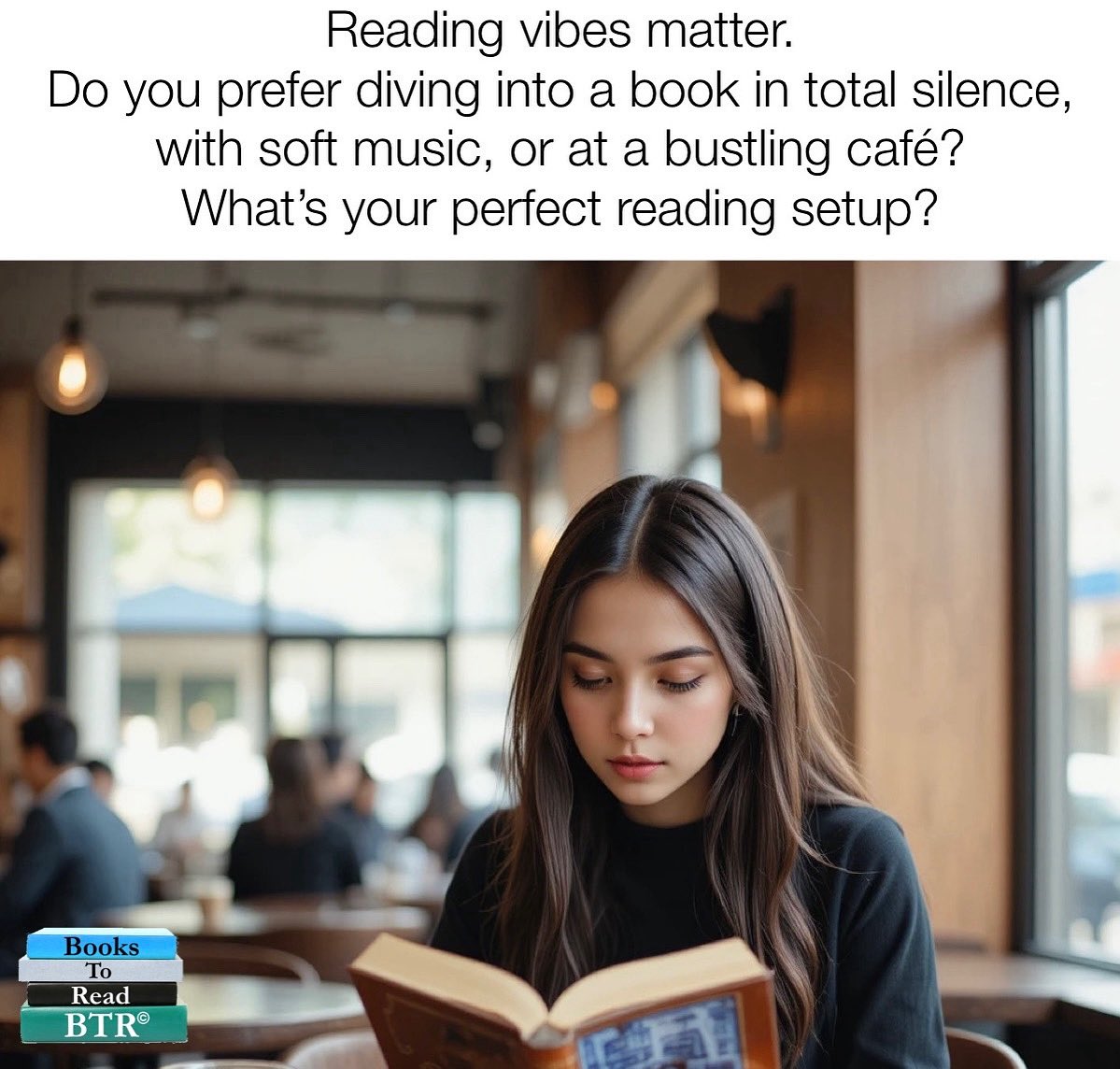 BooksToReadBTR's tweet image. ☕📚 Reading vibes matter.

👉 Do you prefer diving into a book in total silence, with soft music, or at a bustling café?
👉 What’s your perfect reading setup?

#Bookworms #ReadersLife #ReadingVibes