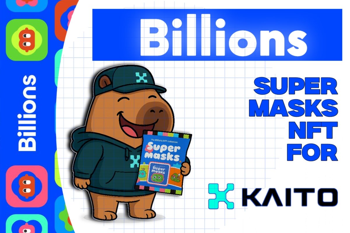 exiagain's tweet photo. @billions_ntwk announces the Kaito x Billions Supermasks NFT. 

As I said, this is Billions' second NFT collection, and minting will begin on October 6. 

This announcement is for the Kaito community that received the minting whitelist. 

Who got into this whitelist? 

Top 500 Yapper Billions in 30/90D
- The top 100 Yapybaras NFT holders
- 100 random Yapybaras NFT holders.

Snapshots were taken on September 8 for the Billions leaderboards and on September 30 for the Kaito (Yapybaras) NFT holders.

Mint details: 
- Supply: 8,888 NFTs
- Chain: Polygon
Price: $75 and $50 discount 
- Mint date: October 6

What are the benefits?

Discord role: 
Holders of this NFT can claim a special role on Discord.

What about for Kaito?
I read that the benefits for Kaito include a leaderboard multiplier. Someone who holds this NFT can receive a multiplier to more easily rank in the Billions on Kaito.

Future rewards?
This NFT holder will receive a special incentive reward and a future reward, possibly a special Billions allocation.

Congratulations to those who have received this WL and Gbillions!

Check ur whitelist here